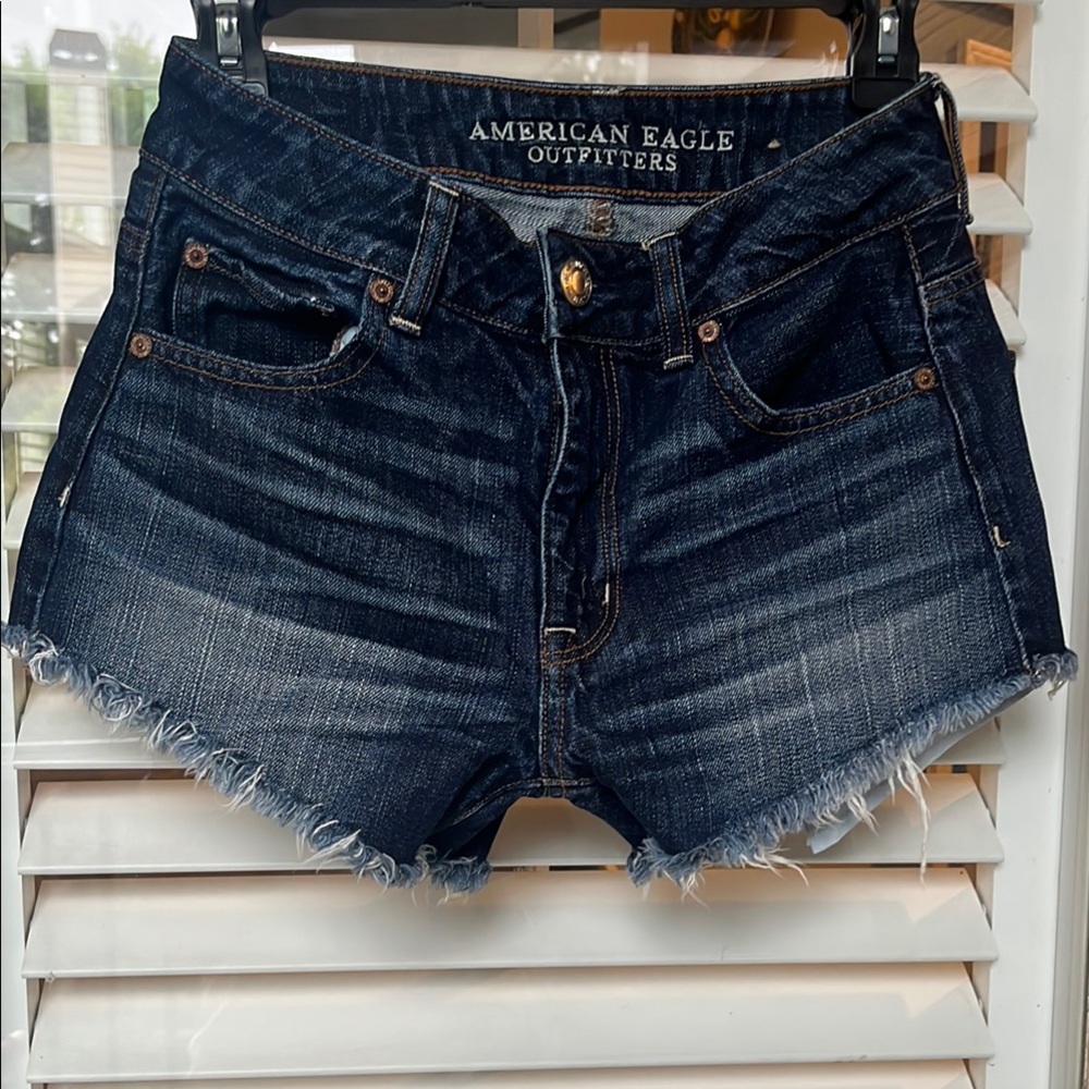 American Eagle Outfitters Blue Jean Shorts Distressed Cut-Offs